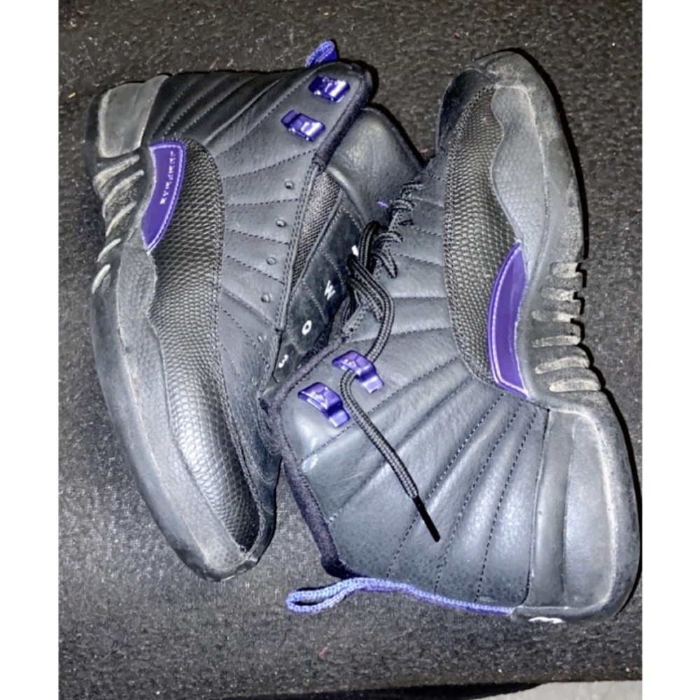 Air Jordan 12 Retro Black Dark Concord (GS) 7 Youth 9 Women Purple Leather
